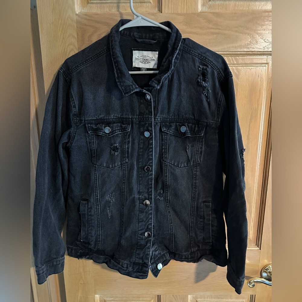 Black Distressed Denim Jacket